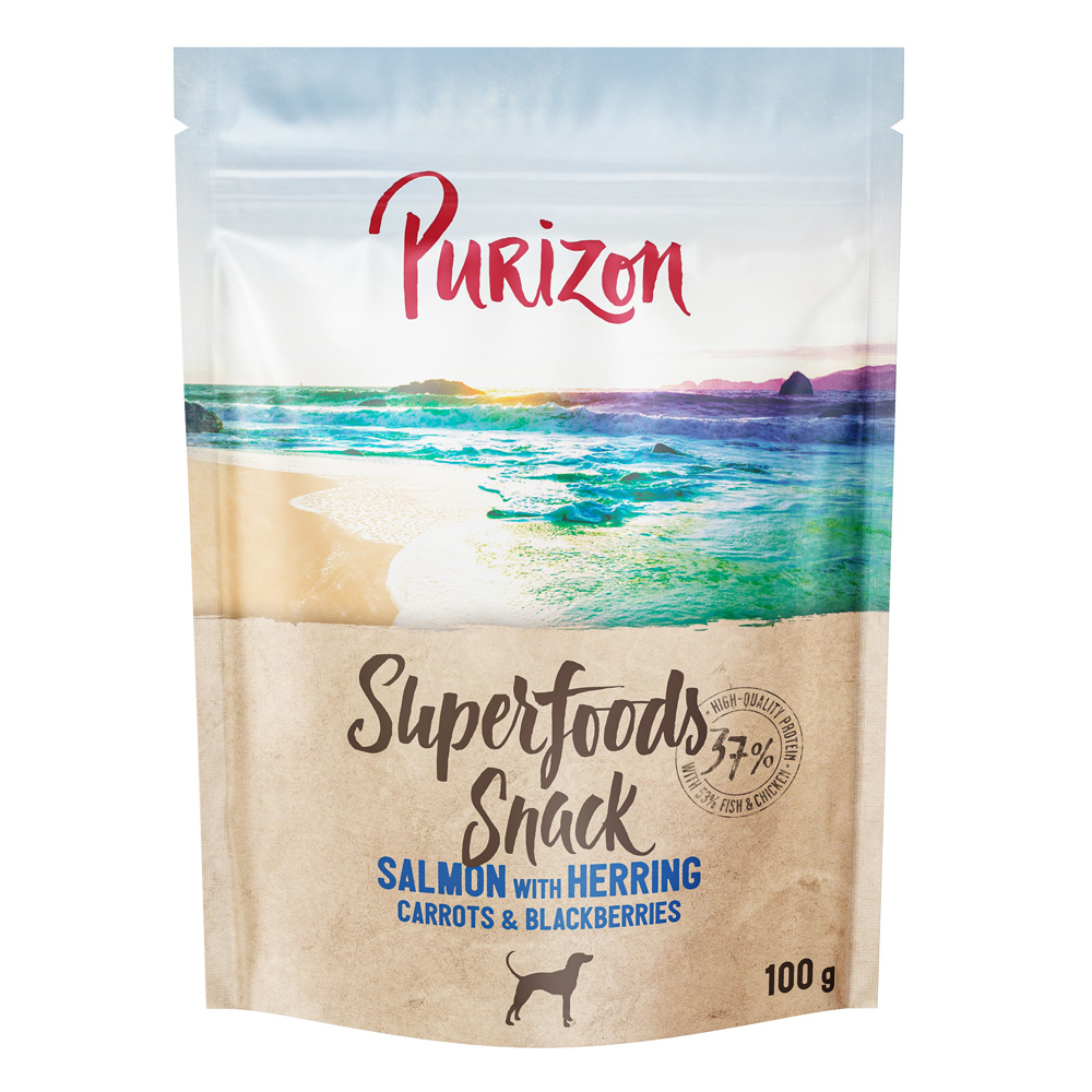 Purizon Superfoods Hunde Snacks 100 g - Sparpaket: Lachs mit Hering, Karotten & Brombeeren  3 x 100 g von Purizon