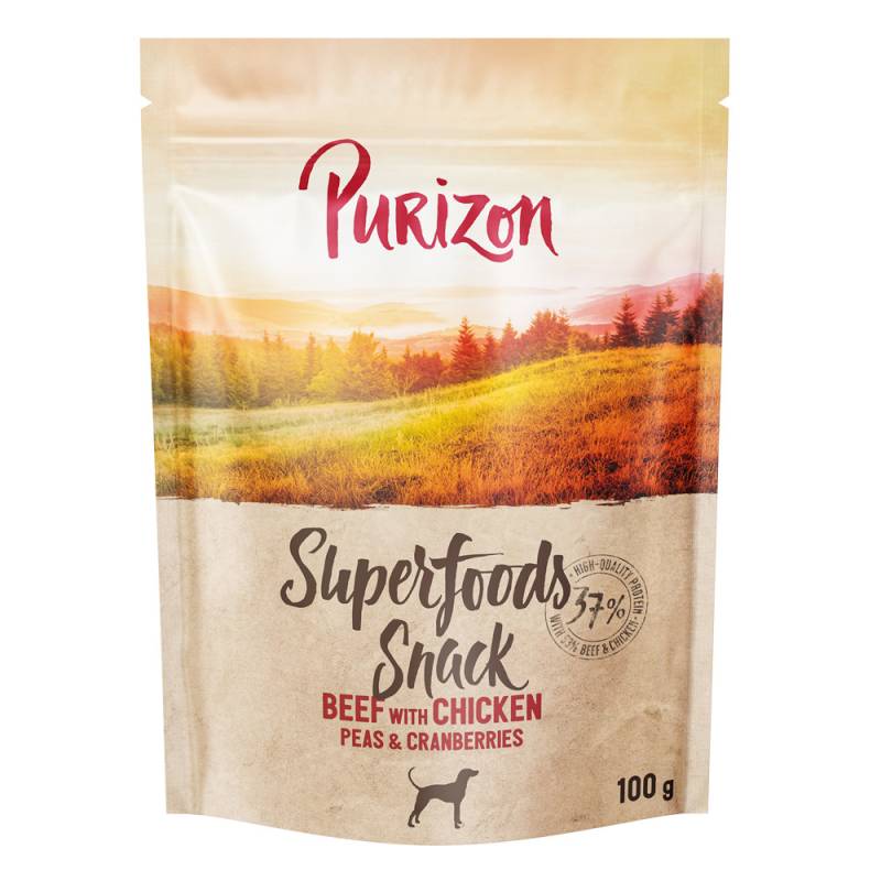 Purizon Superfoods Hunde Snacks 100 g - Sparpaket: - Rind mit Huhn, Erbsen & Cranberries 3 x 100 g Purizon Superfoods Hunde Snacks 100 g - Sparpaket: - Rind mit Huhn, Erbsen & Cranberries 3 x 100 g von Purizon