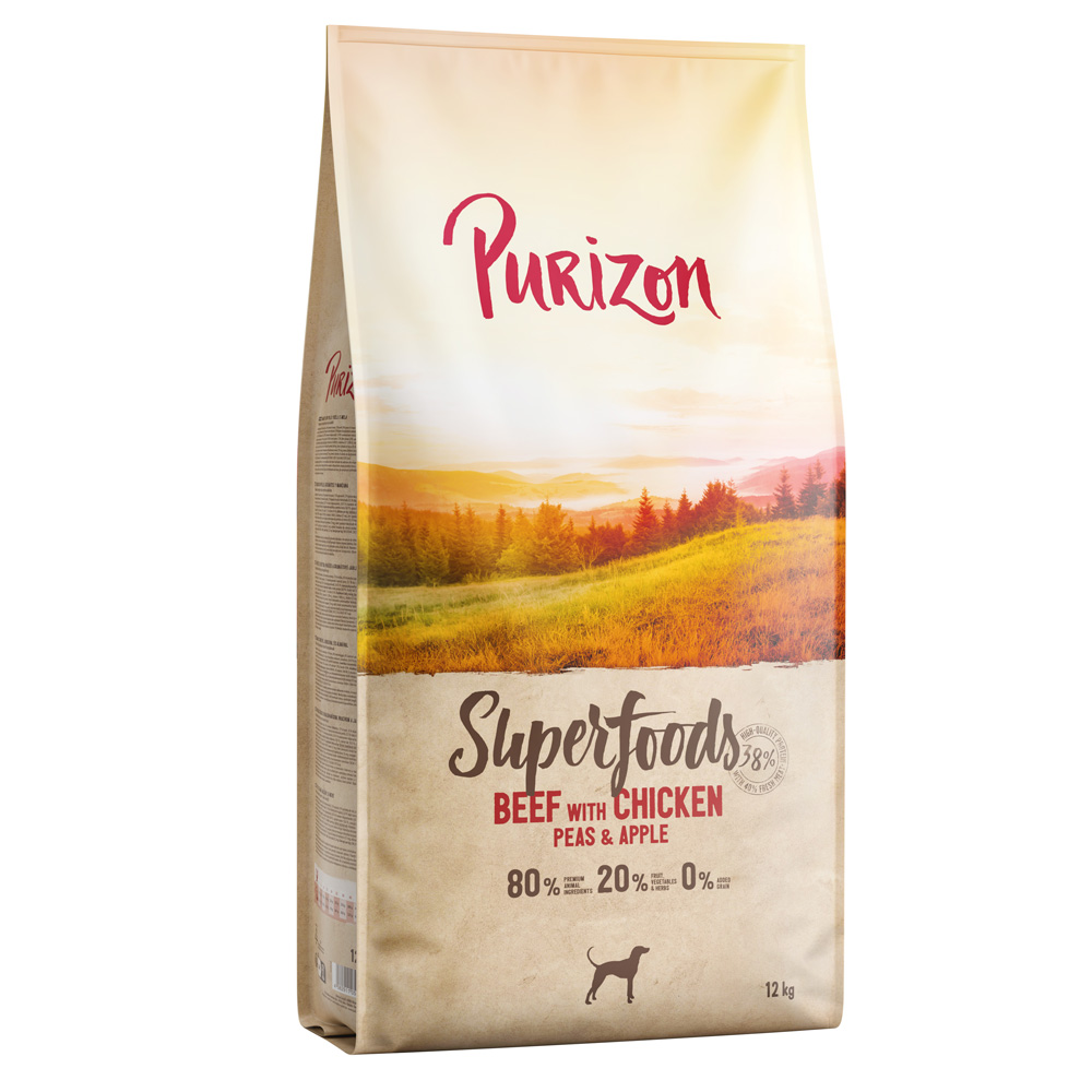 Purizon Superfoods Rind mit Huhn, Erbsen und Äpfeln - Sparpaket: 2 x 12 kg von Purizon