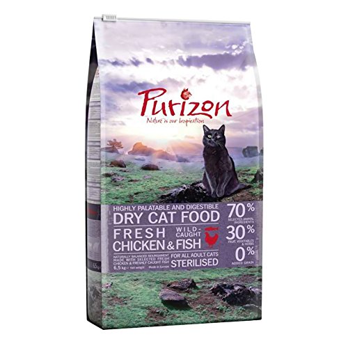 Purizon Trockenfutter für ausgewachsene, sterilisierte Katzen - Huhn und Fisch (6,5 kg) von Purizon