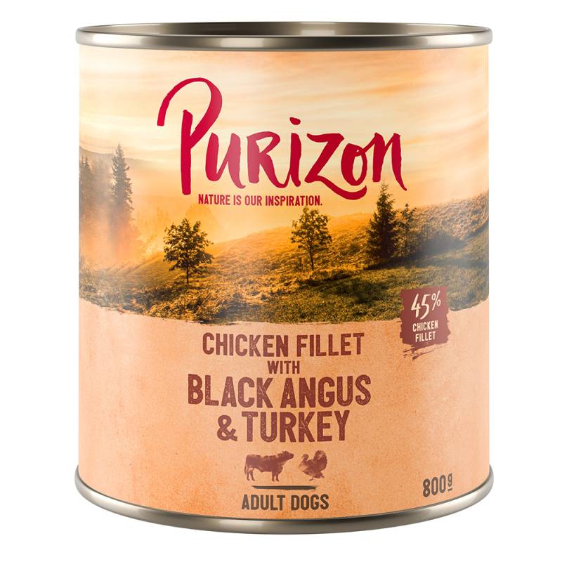 Sparpaket Purizon 12 x 800 g  - Hühnerfilet mit Black Angus & Truthahn, Süßkartoffel und Cranberry von Purizon