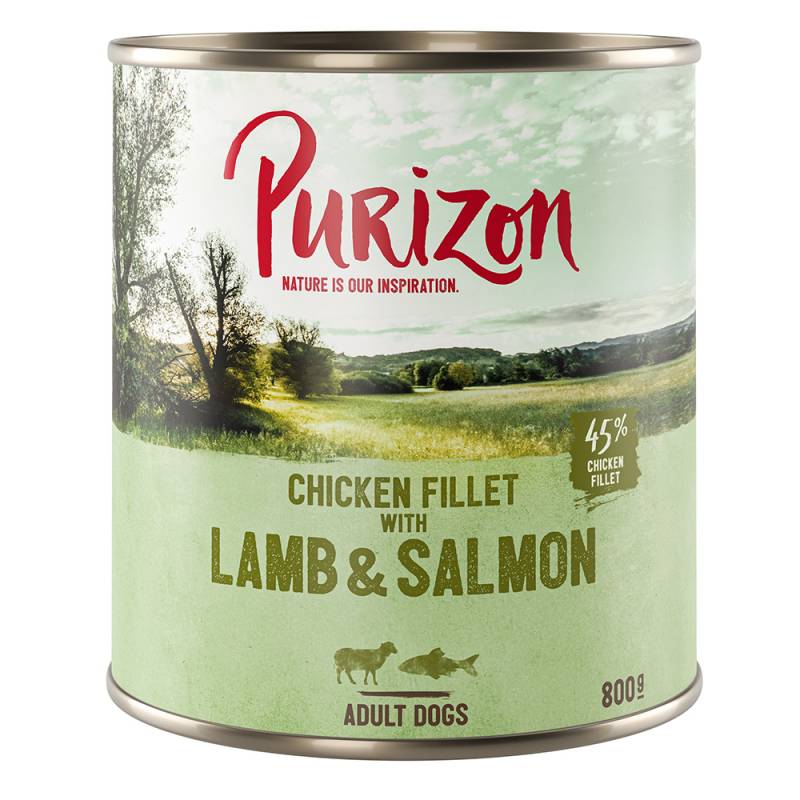 Sparpaket Purizon 12 x 800 g - Hühnerfilet mit Lamm & Lachs, Kartoffel & Birne von Purizon