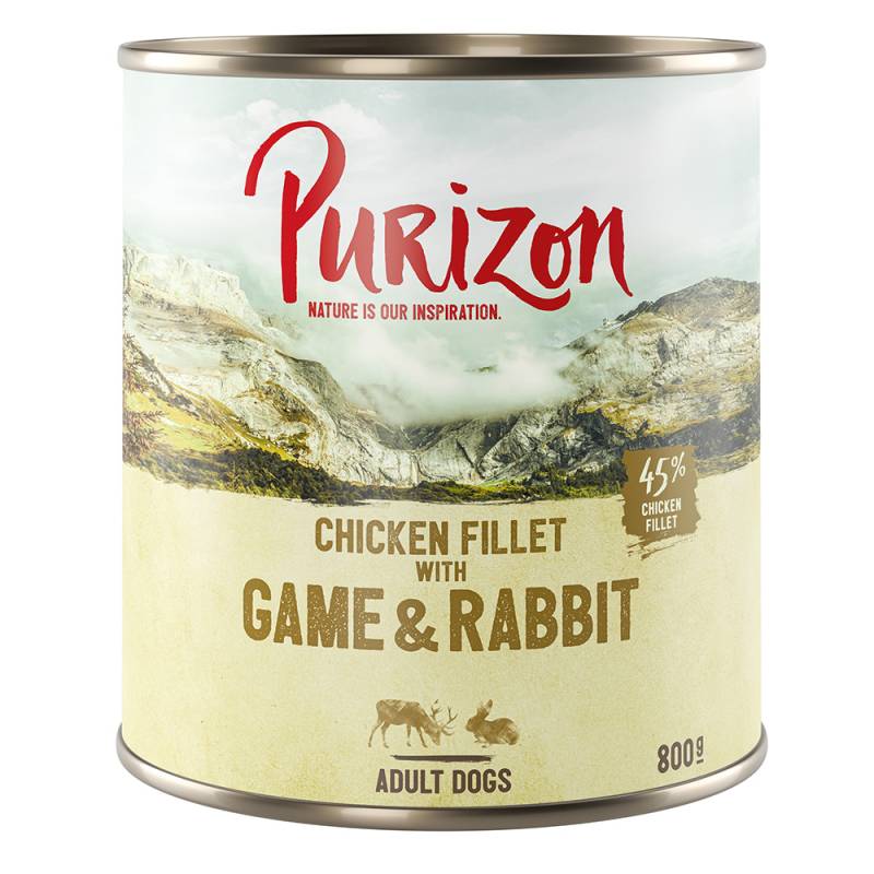 Sparpaket Purizon 12 x 800 g - Hühnerfilet mit Wild & Kaninchen, Kürbis und Preiselbeere von Purizon