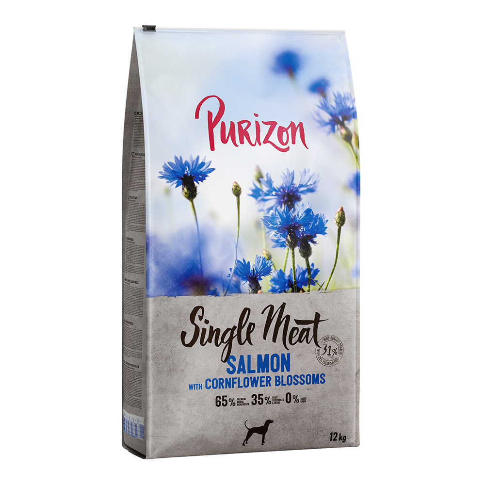 Sparpaket Purizon 2 x 12 kg - Single Meat: Lachs mit Spinat und Kornblumenblüten von Purizon