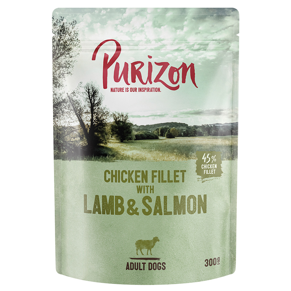 Sparpaket Purizon 24 x 140g/200g/300 g zum Sonderpreis - Hühnerfilet mit Lamm & Lachs, Kartoffel & Birne 300g von Purizon