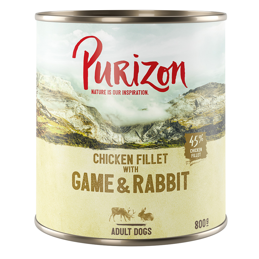 Sparpaket Purizon 24 x 800 g - Hühnerfilet mit Wild & Kaninchen, Kürbis und Preiselbeere von Purizon