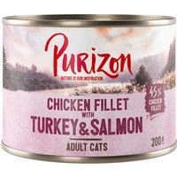 Sparpaket Purizon Adult 12 x 200 g - getreidefrei - Hühnerfilet mit Truthahn & Lachs von Purizon