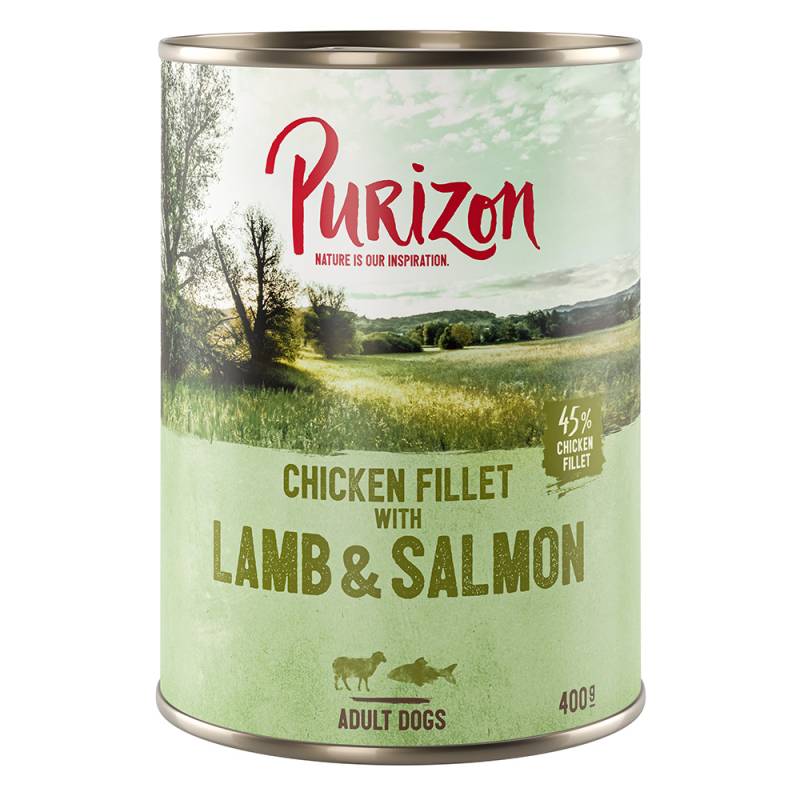 Sparpaket Purizon Adult 12 x 400 g - Hühnerfilet mit Lamm & Lachs, Kartoffel & Birne von Purizon