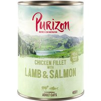 Sparpaket Purizon Adult 12 x 400 g - getreidefrei - Hühnerfilet mit Lachs & Lamm von Purizon