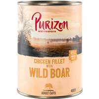 Sparpaket Purizon Adult 12 x 400 g - getreidefrei - Hühnerfilet mit Wildschwein von Purizon