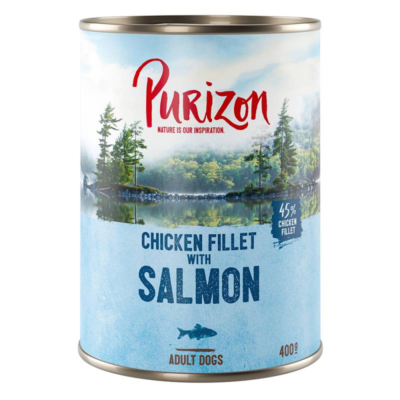 Sparpaket Purizon Adult 24 x 400 g - Hühnerfilet mit Lachs mit Spinat & Kokos von Purizon