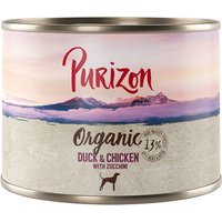 Sparpaket Purizon Organic 12 x 200 g - Bio-Ente und Bio-Huhn mit Bio-Zucchini von Purizon