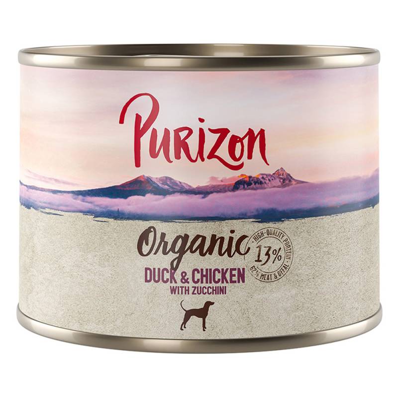 Sparpaket Purizon Organic 12 x 200 g - Ente und Huhn mit Zucchini von Purizon