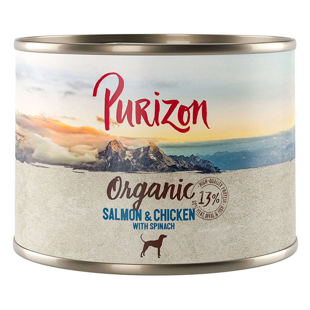 Sparpaket Purizon Organic 12 x 200 g - Lachs und Huhn mit Spinat von Purizon