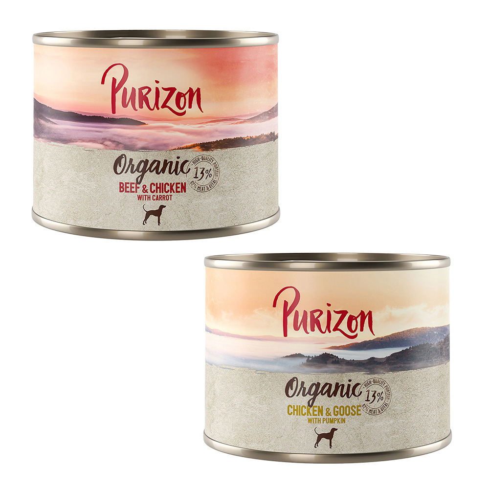 Sparpaket Purizon Organic 12 x 200 g - Mixpaket:  6 x Huhn mit Gans, 6 x Rind mit Huhn von Purizon