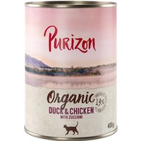 Sparpaket Purizon Organic 12 x 400 g - Bio-Ente und Bio-Huhn mit Bio-Zucchini von Purizon