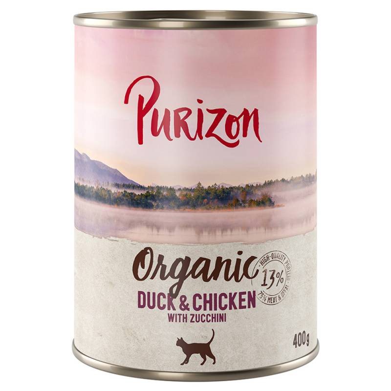 Sparpaket Purizon Organic 12 x 400 g - Ente und Huhn mit Zucchini von Purizon