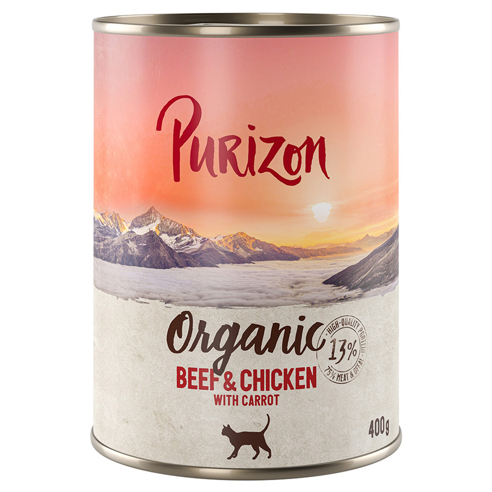 Sparpaket Purizon Organic 12 x 400 g - Rind und Huhn mit Karotte von Purizon