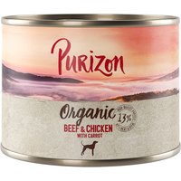 Sparpaket Purizon Organic 24 x 200 g - Bio-Rind und Bio-Huhn mit Bio-Karotte von Purizon