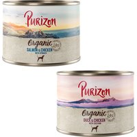 Sparpaket Purizon Organic 24 x 200 g - Mix (12 x Bio-Ente mit Bio-Huhn, 12 x Bio-Lachs mit Bio-Huhn) von Purizon