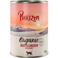 Sparpaket Purizon Organic 24 x 400 g - Bio-Rind und Bio-Huhn mit Bio-Karotte von Purizon