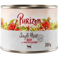 Sparpaket Purizon Single Meat 12 x 200 g - Rind mit Hibiskusblüten von Purizon