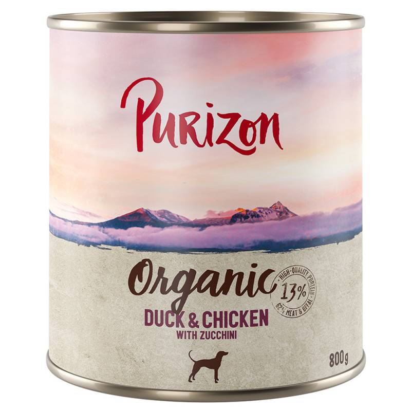 Sparpaket Purizon Organic 12 x 800 g - Ente und Huhn mit Zucchini von Purizon