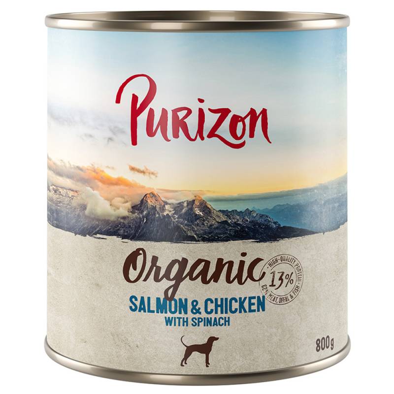 Sparpaket Purizon Organic 12 x 800 g - Lachs und Huhn mit Spinat von Purizon