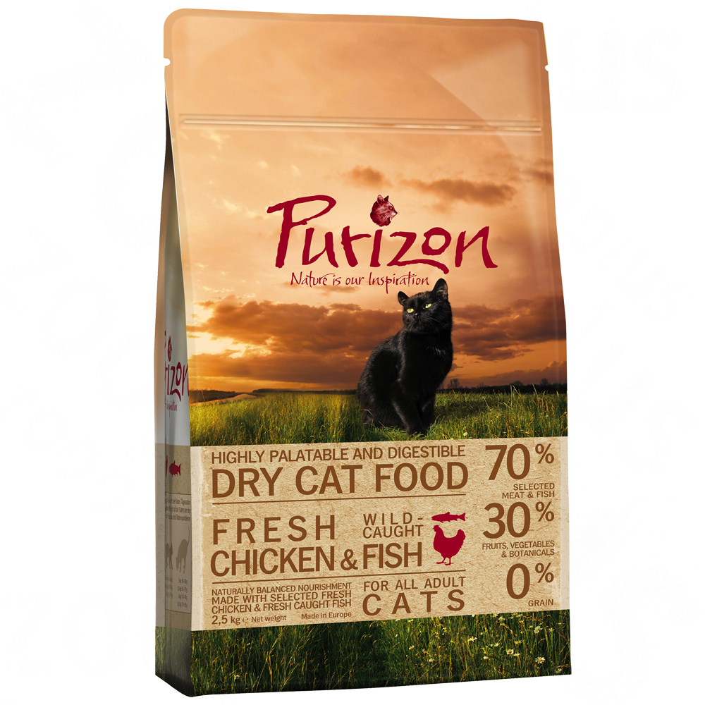 Übergangsset! Purizon- getreidefrei für Kitten und erwachsene Katzen - 2,5 kg Kitten Huhn & Fisch + 2,5 kg Adult Huhn & Fisch von Purizon