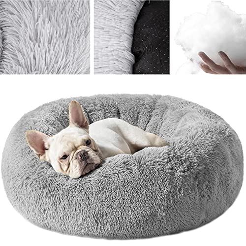 Purlov Hundebett Plüsch-Katzenbett Rundes Kunstfell Weiches Donut-Kuschelbett Wärmendes und bequemes Haustierbett für mittlere und kleine Hunde und Katzen 18904 von Purlov
