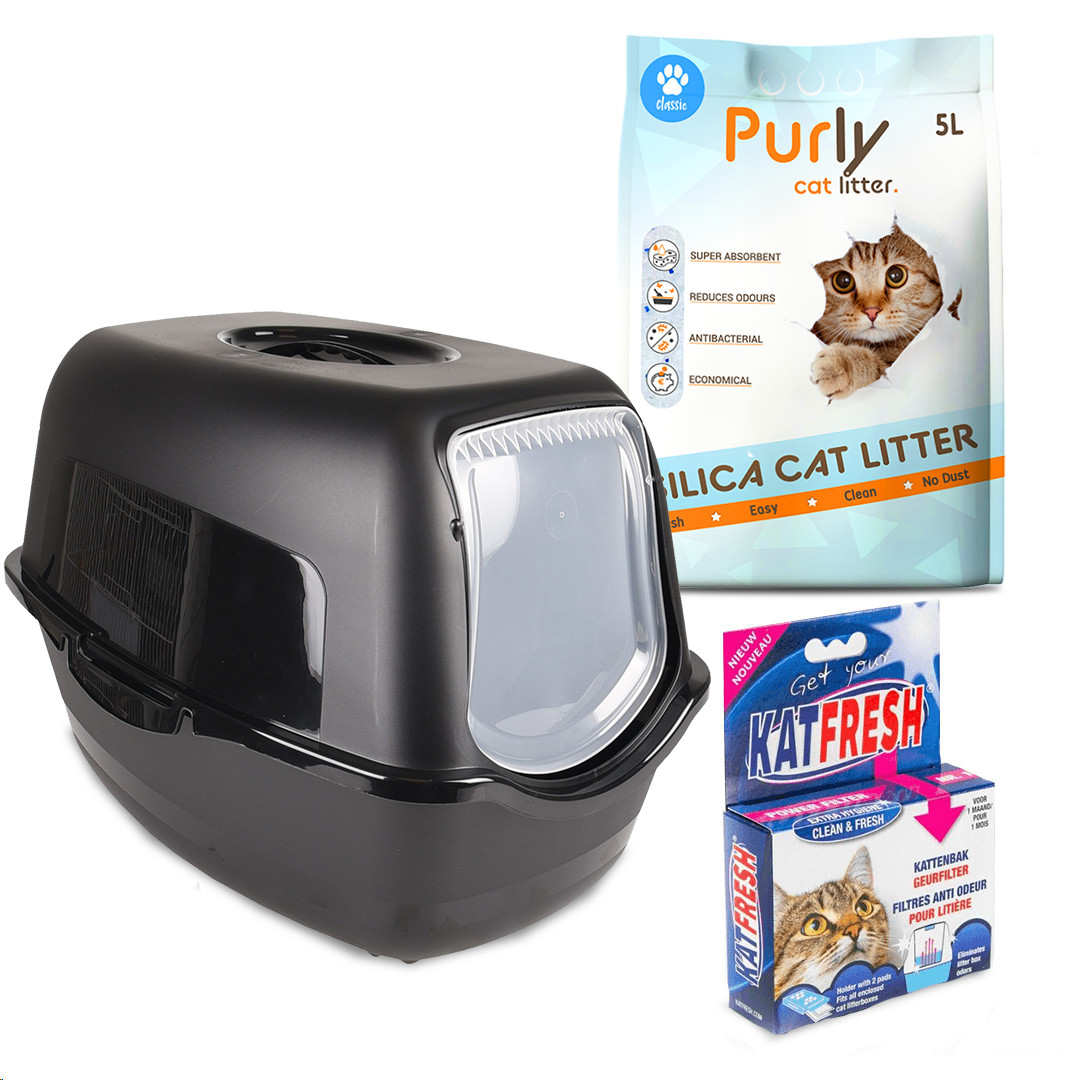 Lexie Katzenklo und Silica Katzenstreu Paket Schwarz Lexie Katzenklo und Silica Katzenstreu Paket Schwarz von Purly