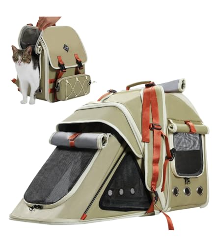 Purpurra Haustier Rucksack Katzenrucksack Hunderucksack, Tiertransporttasche für Kleine und Katzen Hunde bis 7 kg (Grün) von PurpurRain