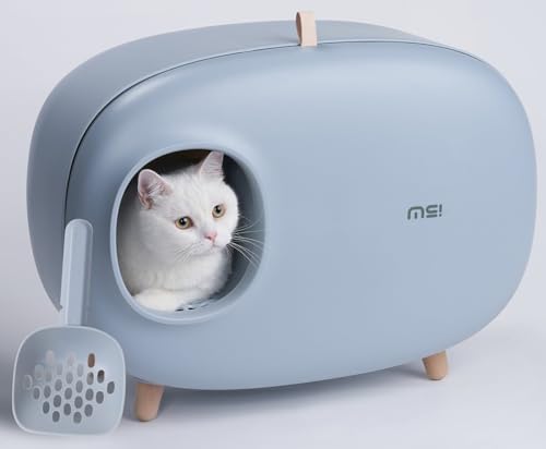 Purpurra Katzentoilette Makesure Katzentoilette geschlossenes Design, mit Katzenstreuschaufel (Blau) von PurpurRain
