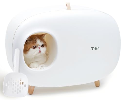 Purpurra Katzentoilette Makesure Katzentoilette geschlossenes Design, mit Katzenstreuschaufel (Weiß) von PurpurRain