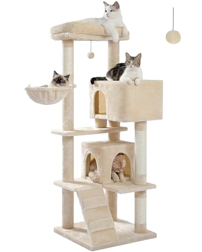 Purpurra Kratzbaum Katzenbaum für große Katzen Erwachsene mit großer Sitzstange 143 cm (Grün) (Gray) von PurpurRain