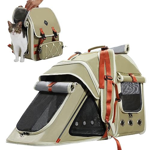 Purpurra Haustier Rucksack Katzenrucksack Hunderucksack, Tiertransporttasche für Kleine und Katzen Hunde bis 7 kg (Grün) von Purpurra
