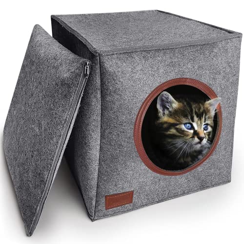 PurrCave® Katzenhöhle inkl. Kissen | Passend für z.B. IKEA® Expedit & Kallax Regale | Hochqualitativer Filz von PurrCave