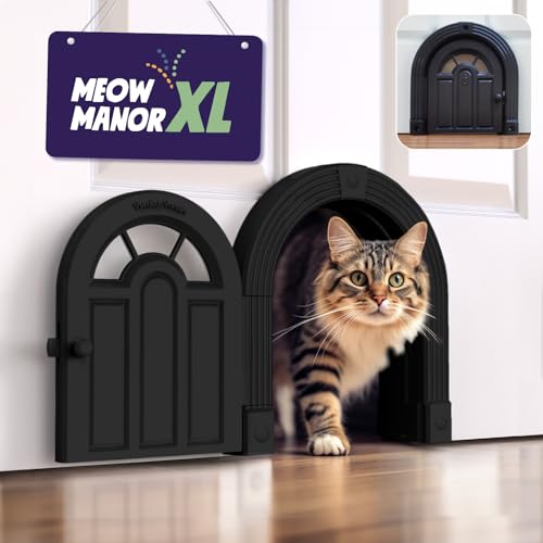 Katzentür Innentür – Meow Manor Extra große Haustiertür, 26 x 28 cm, Keine Klappe, Katzentür für Katzen bis zu 13,6 kg, einfache Selbstmontage, sichere Installation in Minuten, kein Training von Purrfect Portal