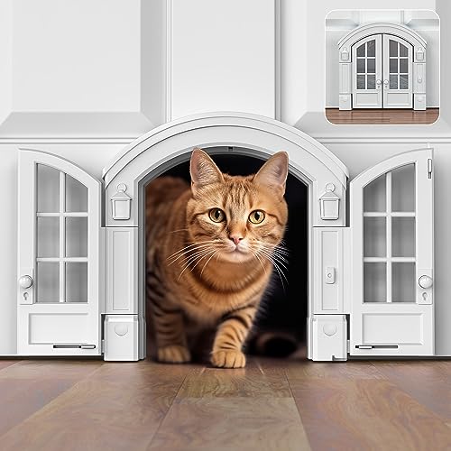 Purrfect Portal French Cat Door - Stylish No-Flap Cat Door Interior Door for Average-Sized Cats Up to 20 lbs, Easy DIY Setup, Secured Installation in Minutes, No Training Needed, 7.13 x 8.32” von Purrfect Portal
