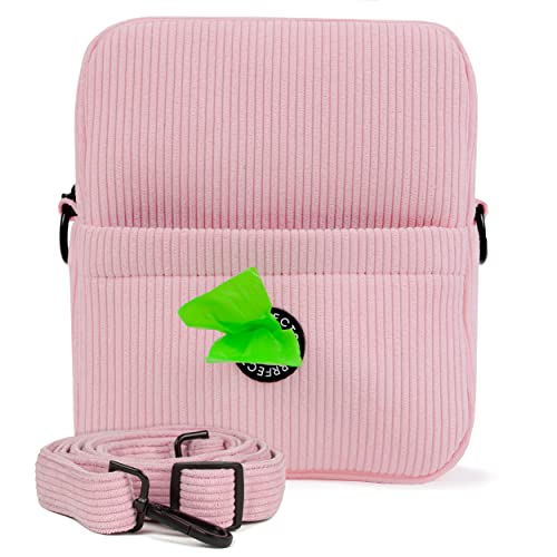 Purrfects UK Dog Walking Bag Crossbody with Poop Bag Dispenser - Durable Treat Pouch for Dog Training - Dog Training Treat Pouch, Sylish Dog Walking Bag for Women & Men (Candyfloss Pink, Cord) von Purrfects