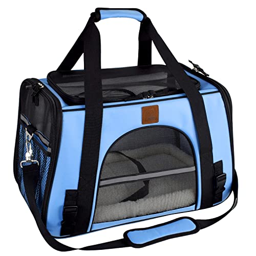 Purrpy Haustier-Transporttasche für mittelgroße Katzen und kleine Hunde, von Fluggesellschaften zugelassen, weiche Seiten, zusammenklappbar, tragbar von Purrpy