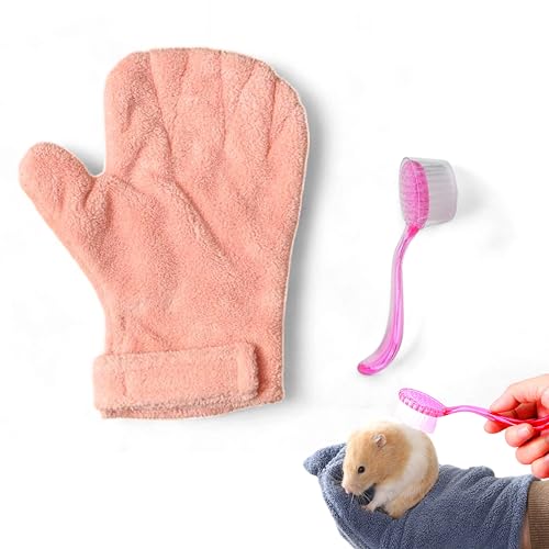 PurrrfectionPet Beruhigender bissfester Handschuh und Fellpflegebürste für Hamster, Rosa von PurrrfectionPet