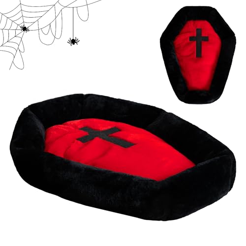 Purrzone Gothic-Katzenbett, passend für bis zu 11,3 kg, waschbares Sarg-Katzenbett, Gothic-Haustierbett, Halloween-Haus, 61 x 42 cm, Rot und Schwarz, Größe S Purrzone Gothic-Katzenbett, passend für bis zu 11,3 kg, waschbares Sarg-Katzenbett, Gothic-Haustierbett, Halloween-Haus, 61 x 42 cm, Rot und Schwarz, Größe S von Purrzone