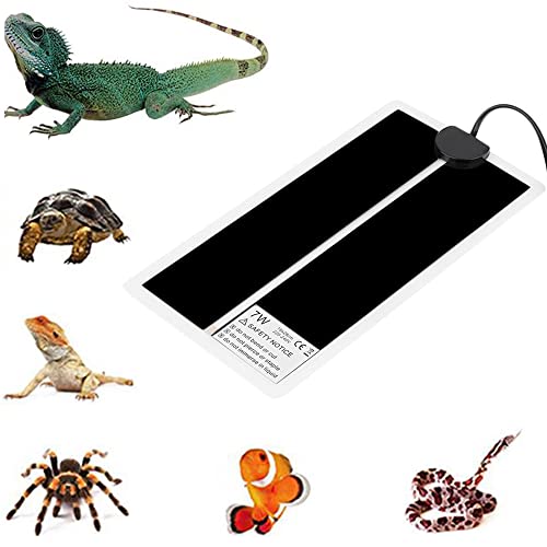 puseky Reptil Heizmatte, wasserdichte Haustiere Reptil Heat Pad unter Tank Terrarium mit Temperaturregelung, Sicherheit einstellbare Reptil Heat Mat für Amphibien Schildkröte, Schlangen, Eidechse von puseky