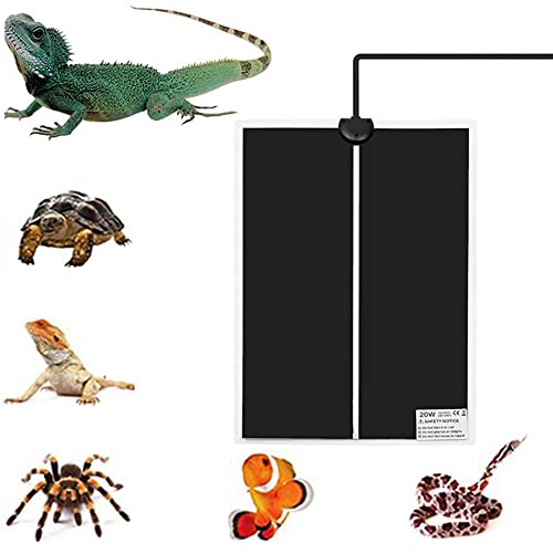 puseky Reptil Heizmatte, wasserdichte Haustiere Reptil Heat Pad unter Tank Terrarium mit Temperaturregelung, Sicherheit einstellbare Reptil Heat Mat für Amphibien Schildkröte, Schlangen, Eidechse von puseky