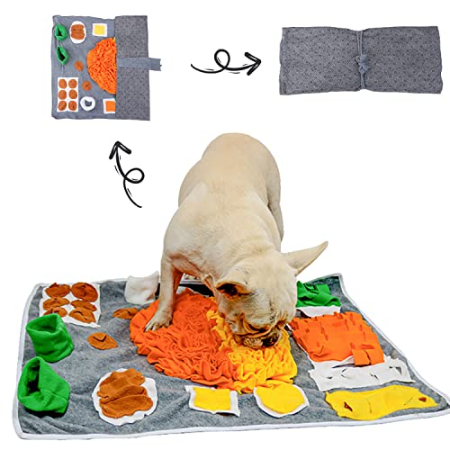 Groß Schnüffelteppich Hund | 80 x 60 cm | Rutschfest Waschbar Faltbar | 10 Trainingselemente| Hundespielzeug Intelligenz | Ideal Beschäftigung für Katze Hunde Intelligenzspielzeug | XXL Schnüffelmatte von Putniu