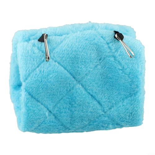 Puupaa Vogelnest zum Aufhängen, Höhle, Käfig, Plüschhütte, gemütlicher Rückzugsort für Papageien, kleine Vögel, Dreieck, warmes Fleece, Baumwolle, Nest, Bett, Haus (Blau, S) von Puupaa