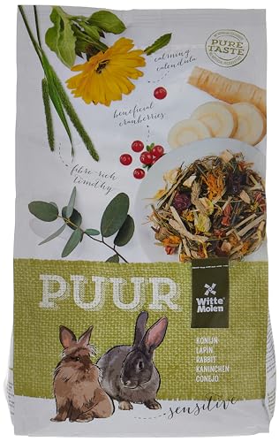 Puur Witte Molen, Alleinfuttermittel für Kaninchen, Sensitive, 3 kg, ohne Konservierungsstoffe, künstliche Farbstoffe oder Aromen, alle Nährstoffe für EIN glückliches Leben und eine Gute Gesundheit von Witte Molen