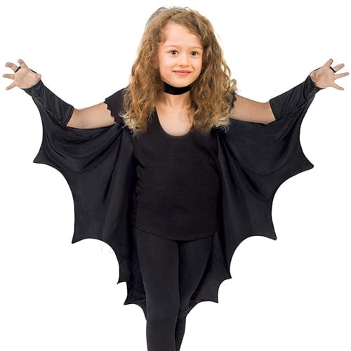 Puwaiio Fledermausflügel Kostümzubehör,Schwarzer Fledermausflügel Umhang | Verwandlungszubehör Für Halloween Kinder Vampir Mottopartys Puwaiio Fledermausflügel Kostümzubehör,Schwarzer Fledermausflügel Umhang | Verwandlungszubehör Für Halloween Kinder Vampir Mottopartys von Puwaiio
