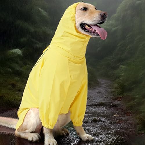 Puwaiio Hunde Regenjacke | Regenjacke für Hunde mit Zugseilöffnung und reflektierenden Streifen,Verstellbarer Poncho für mittelgroße bis große Haustiere bei Outdoor-Abenteuern von Puwaiio